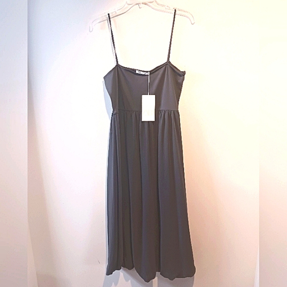Zara Gray Spaghetti Strap Midi Dress